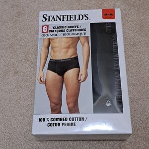 Stanfield's Mens Underwear 6 Pack Briefs Black Cotton Stretch NEW